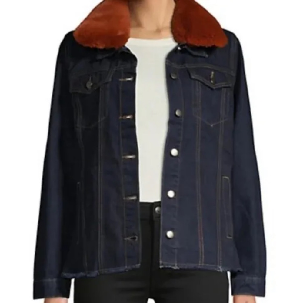 🚨 Jak & Rae | Raw Hem Denim Faux Fur Jacket | Size: Small